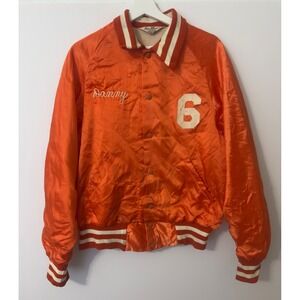 Vintage Don Alleson Varsity Satin Jacket Mens M Orange Drakes Bar 70s Sportswear
